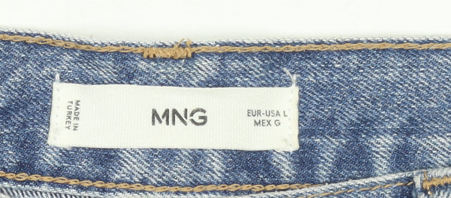 MNG Women's Blue Denim Short Straight Skirt Size L