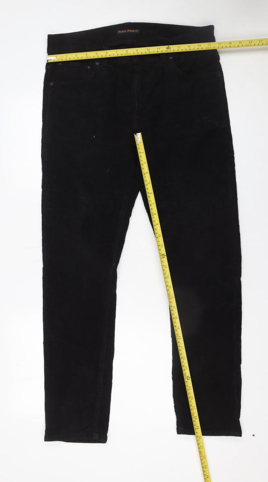 Nudie Jeans Co Women's Black Corduroy Slim Trousers W32 L30