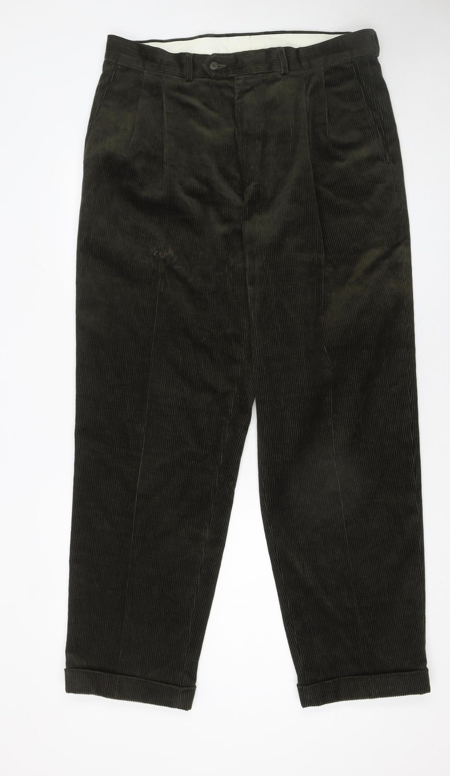 Debenhams Men Brown Corduroy Pleated Trousers 36W 31L Casual Club
