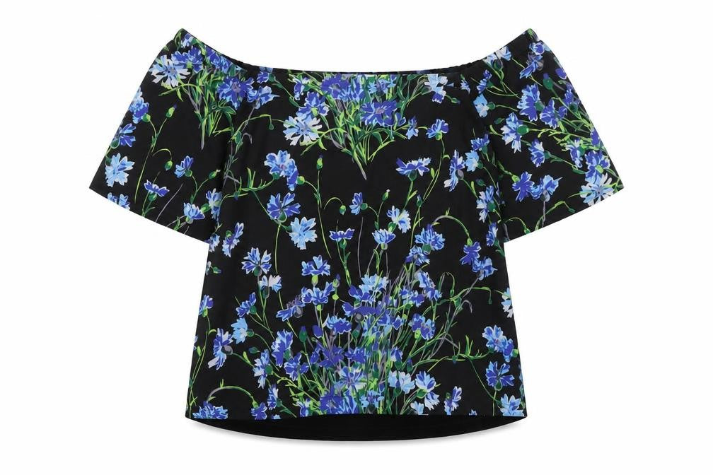Warehouse Women's Black Floral Off Shoulder Blouse Size 12