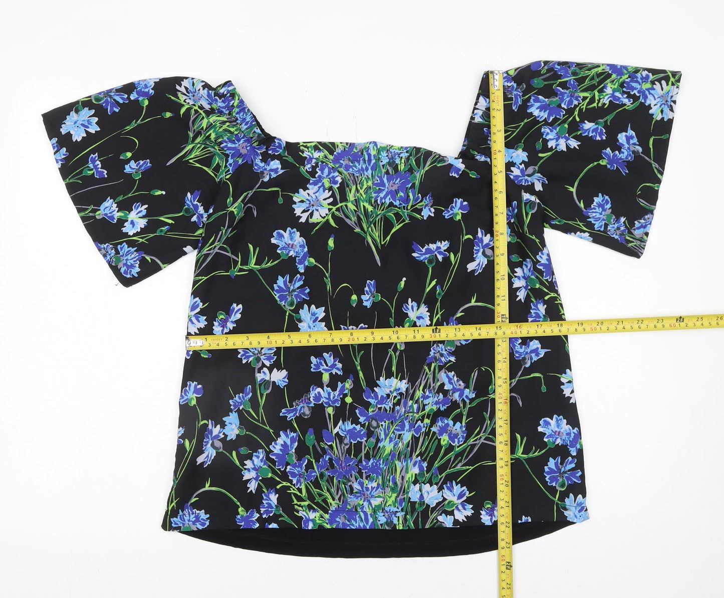 Warehouse Women's Black Floral Off Shoulder Blouse Size 12