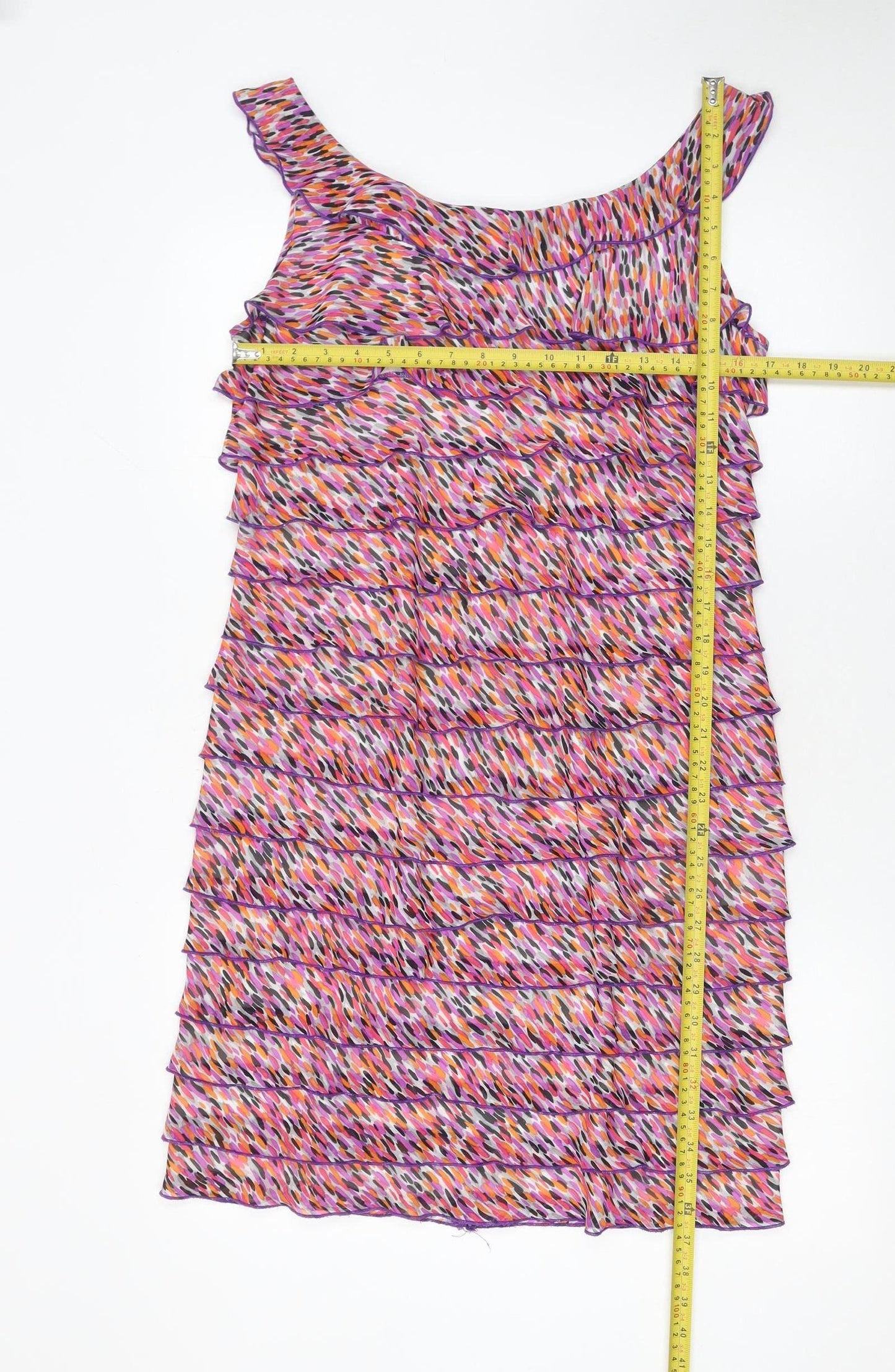 M&Co Women’s Multicoloured Ruffle Shift Dress Size 14