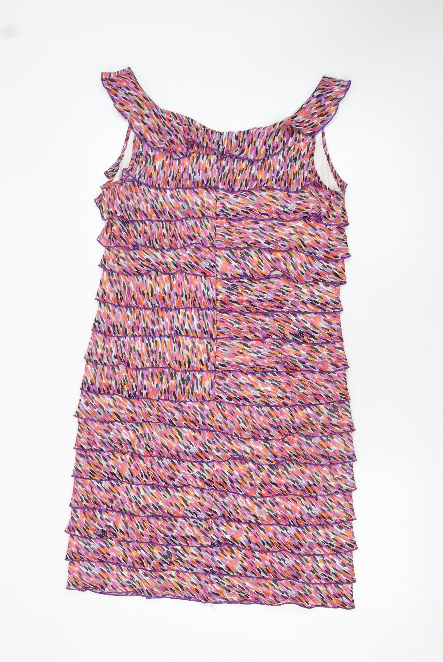 M&Co Women’s Multicoloured Ruffle Shift Dress Size 14
