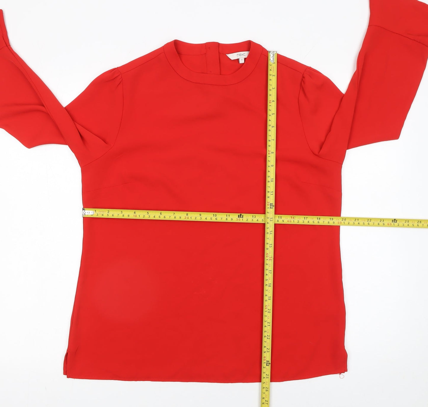 Next Women Red Long Sleeve Flared Blouse Size 12 Tunic Style