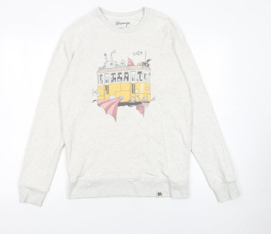 Toranja Women Grey Graphic Tram Sweatshirt XS Organic Cotton Blend
