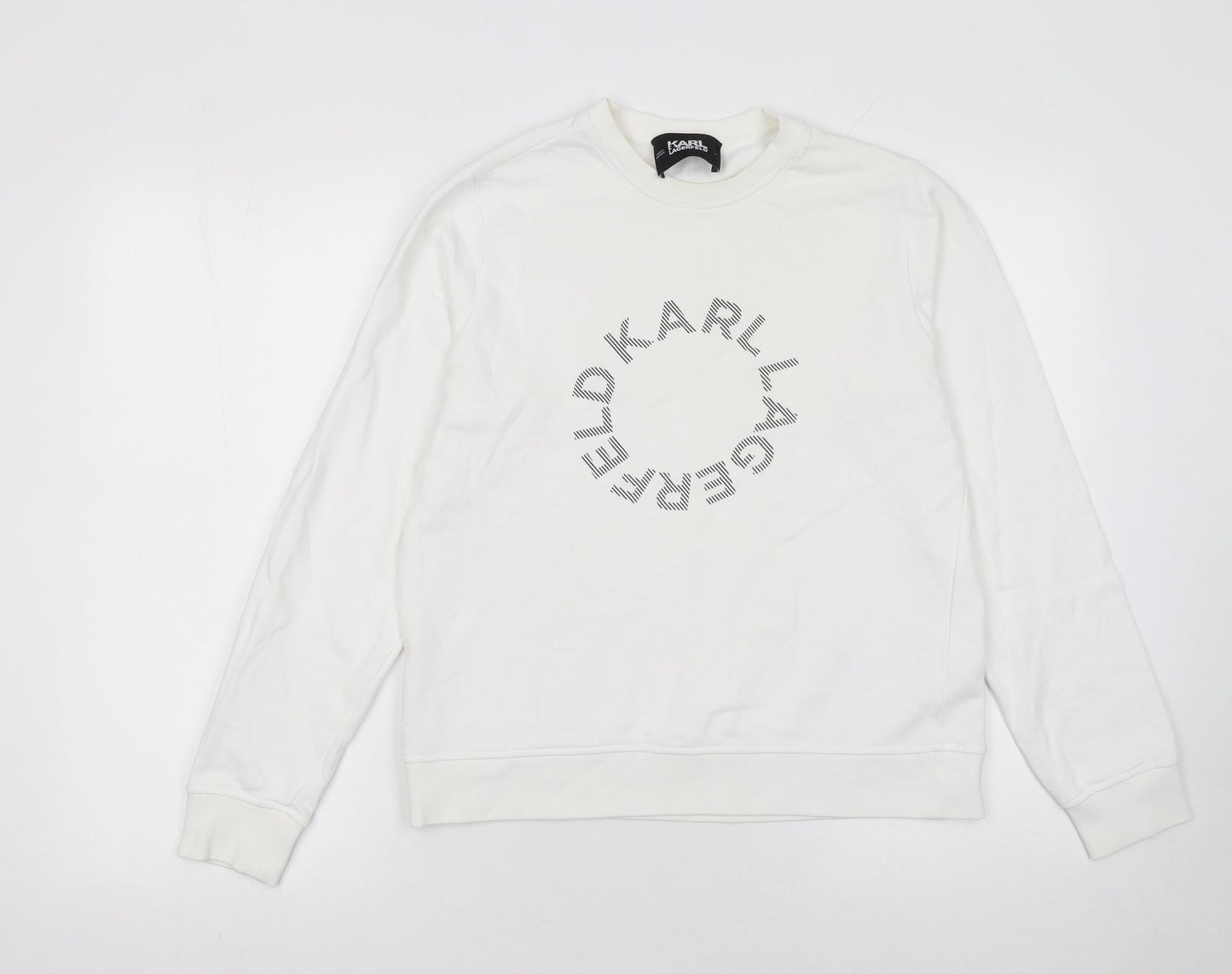 Karl Lagerfeld Women White Medium Crew Neck Logo Sweatshirt