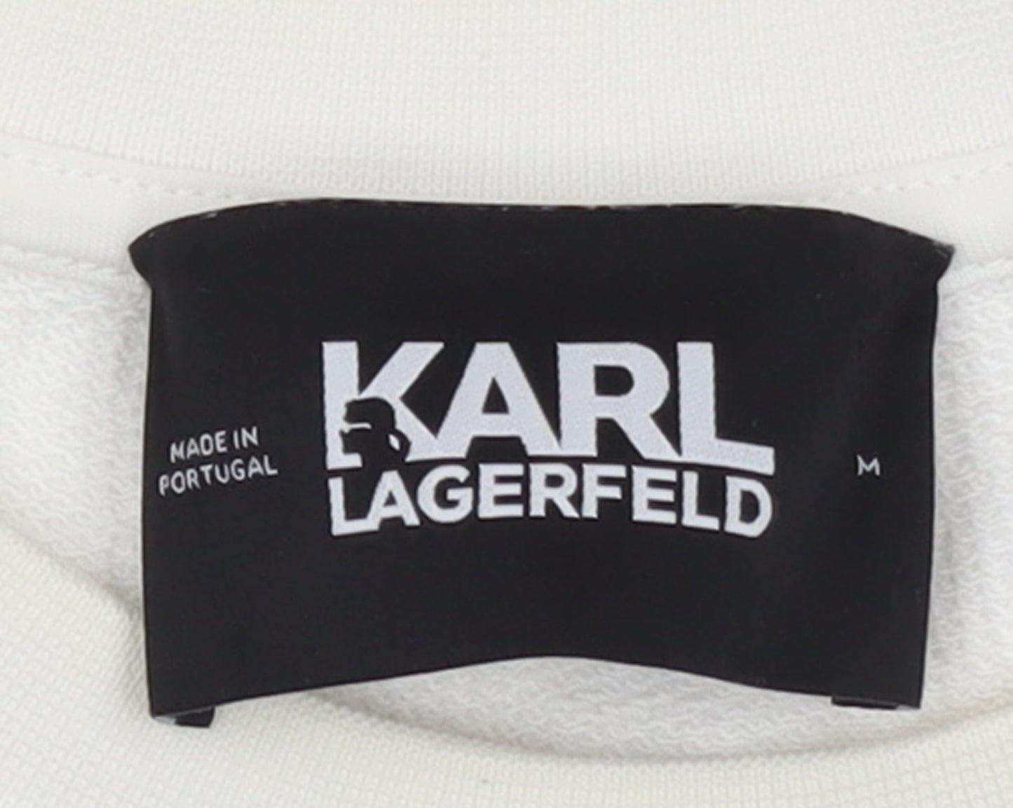 Karl Lagerfeld Women White Medium Crew Neck Logo Sweatshirt