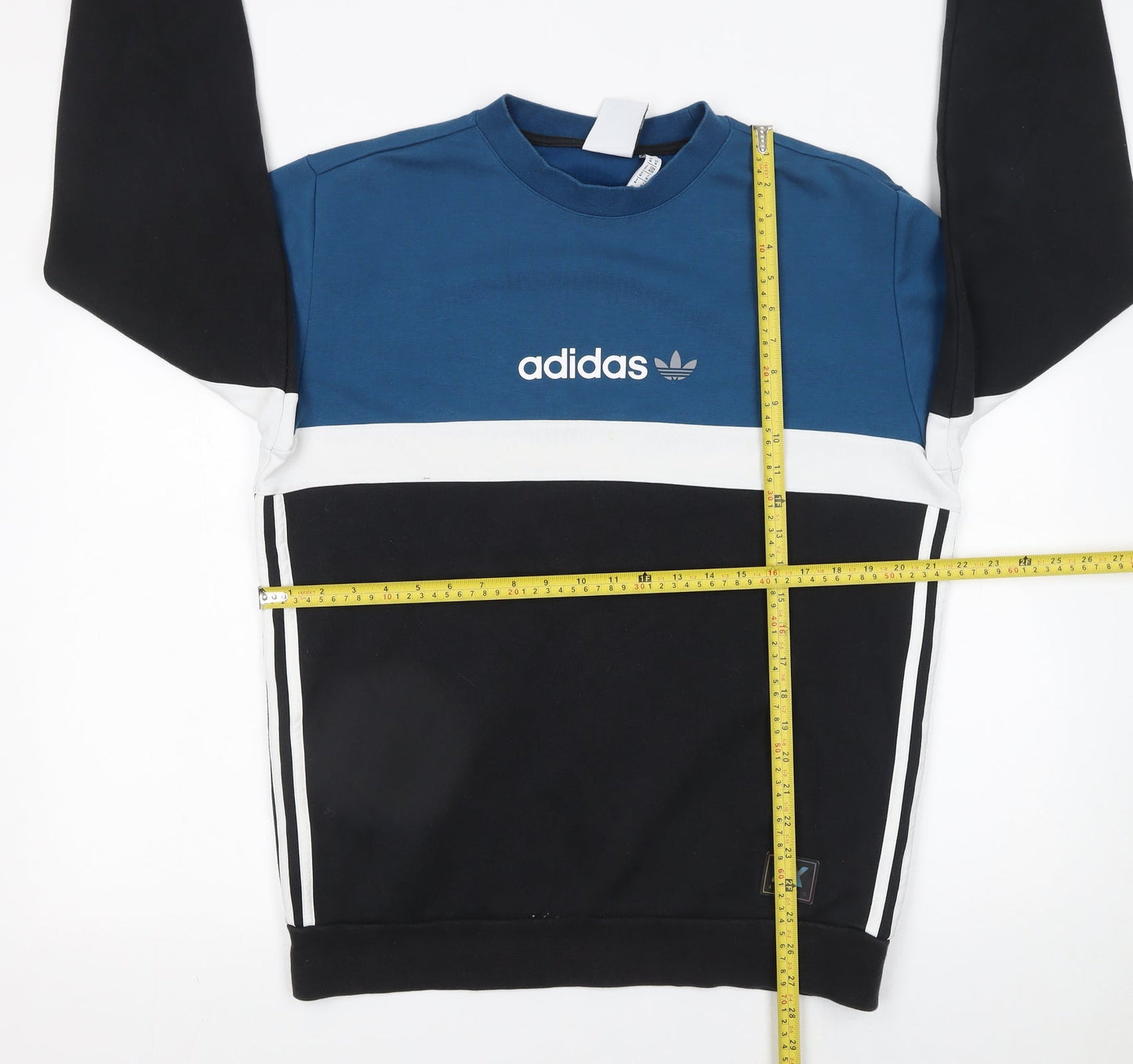 Adidas Men Blue Colour Block Pullover Sweatshirt M Regular Fit