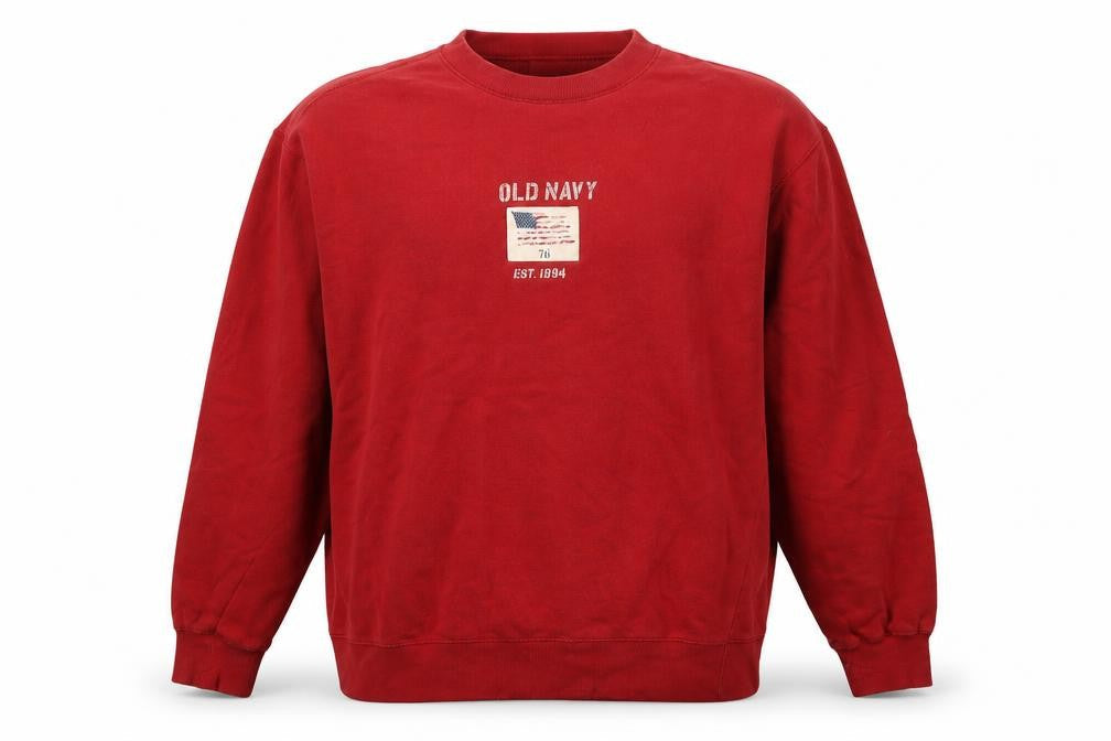 Old Navy Men's Red Crew Neck Pullover Sweatshirt Size L