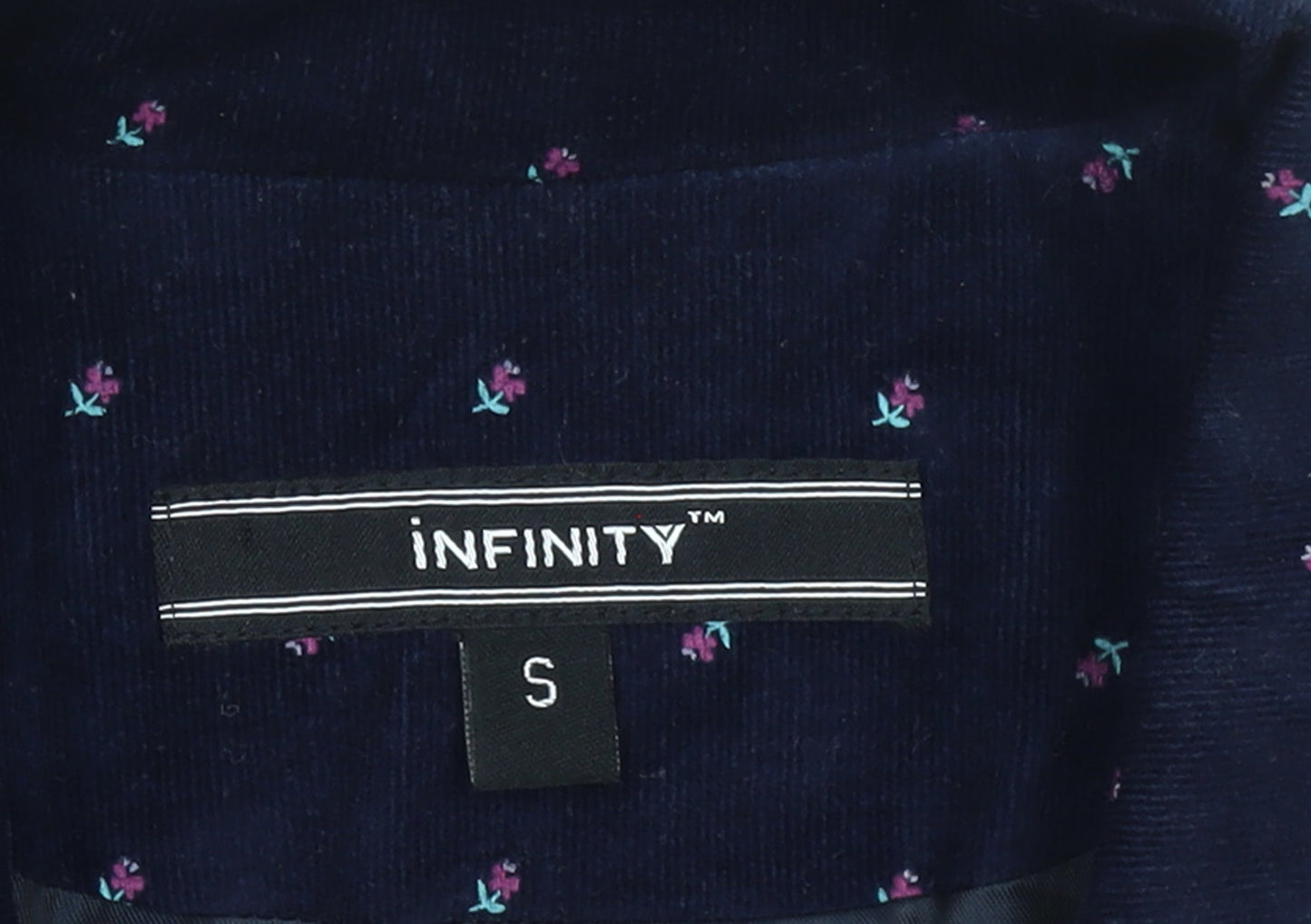 Infinity Women's Navy Floral Corduroy Single-Breasted Blazer Size S