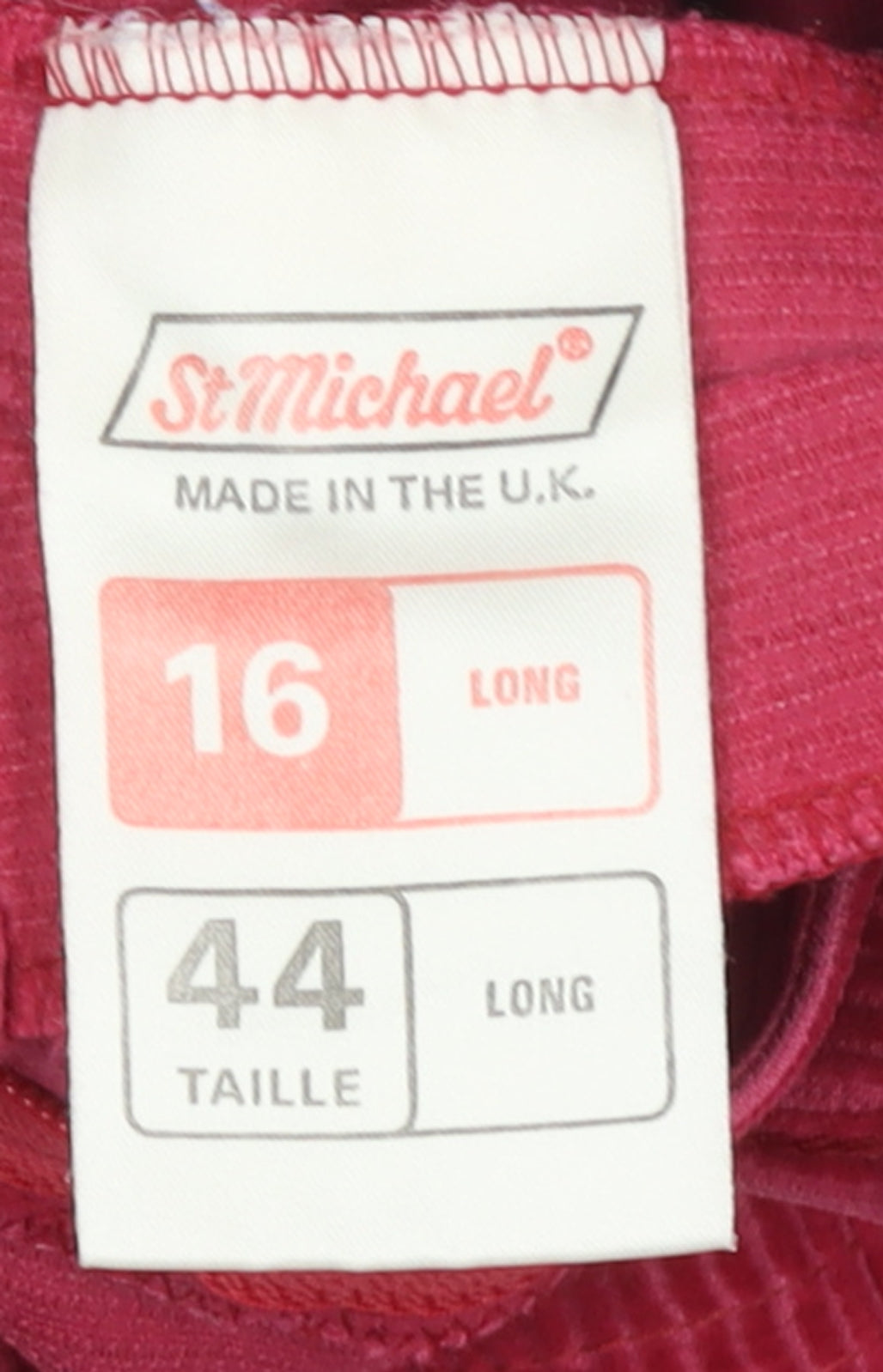 Marks and Spencer Women’s Pink Corduroy Trousers Size 16 Long