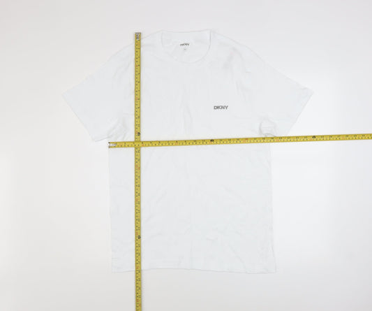 DKNY Men's White Cotton Crew Neck Short Sleeve T-Shirt M