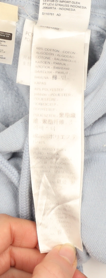 Levi's Women's Blue Pullover Cropped Hoodie Size M Cotton Blend
