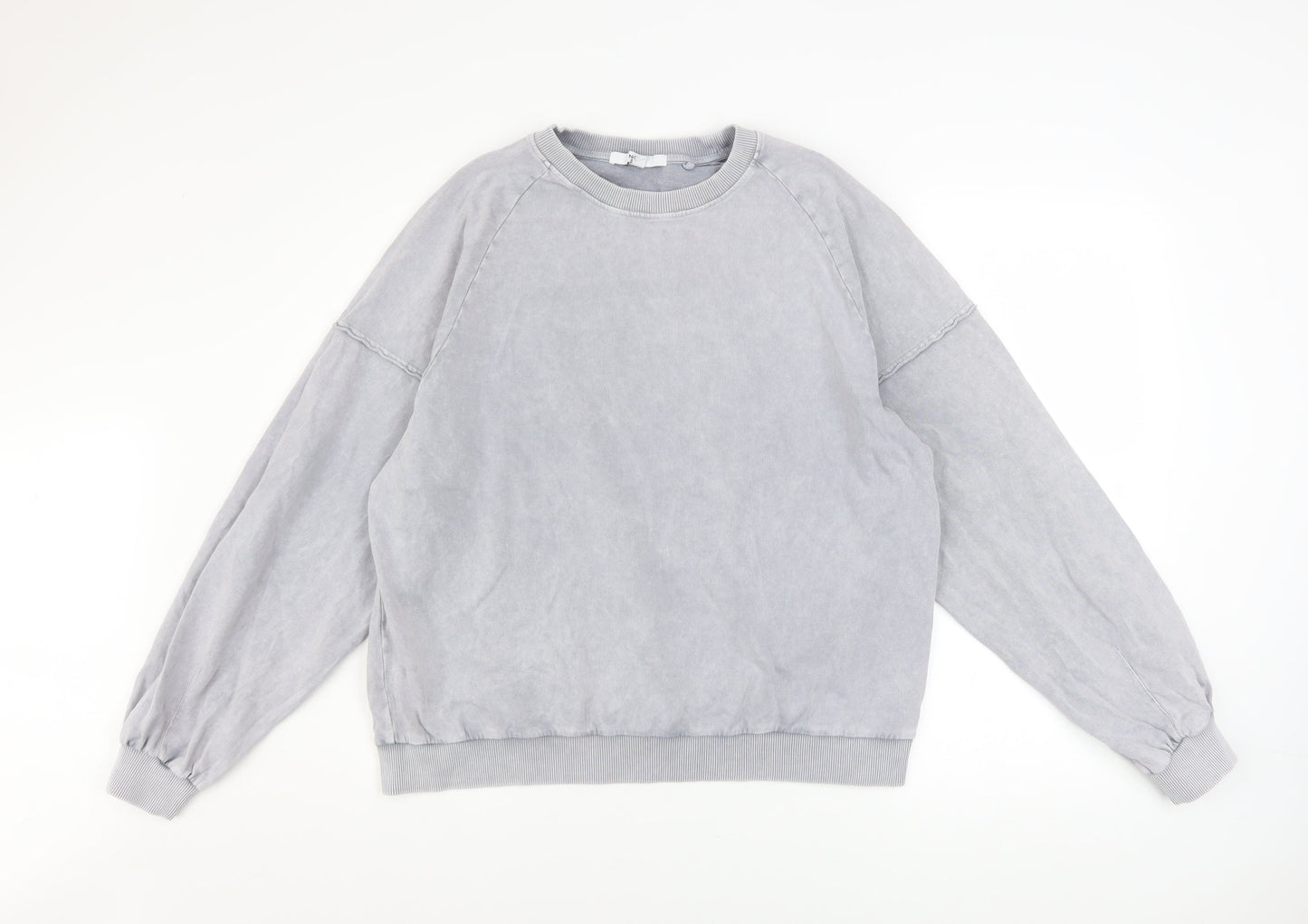 Next Women Grey Cotton Pullover Sweatshirt L Casual Relaxed Fit