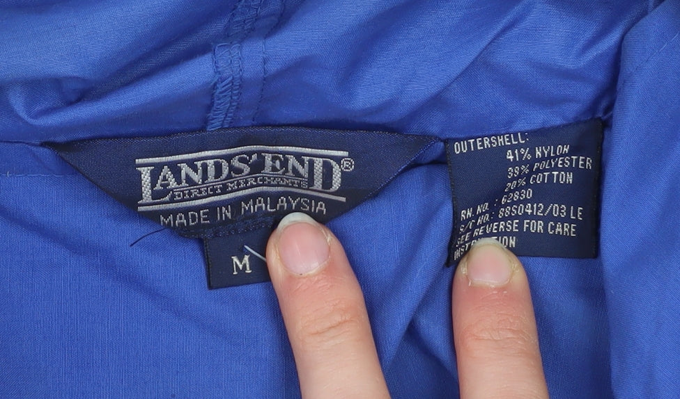Lands' End Mens Blue Hooded Anorak Jacket Size M Regular Fit