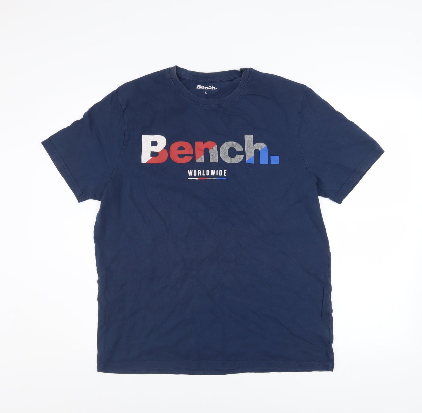 Bench Men Blue Logo Graphic Cotton Crew Neck T-Shirt Size L