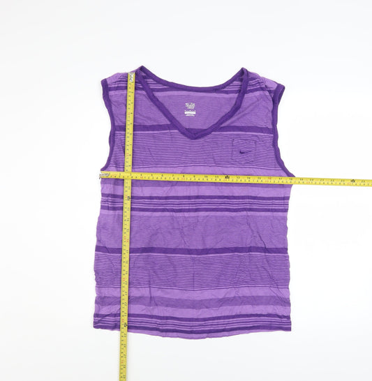 Nike Men's Purple Striped Sleeveless V-Neck Casual Top Size M