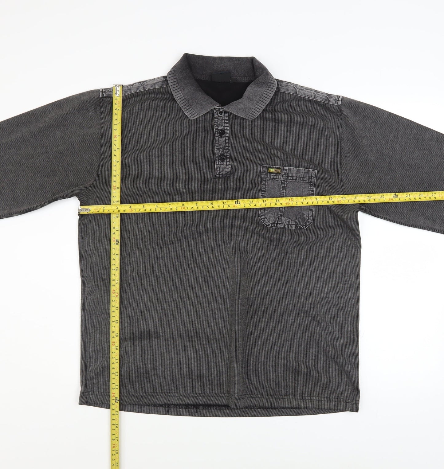 Kalamton Men's Grey Long Sleeve Collared Button-Up Shirt Size M