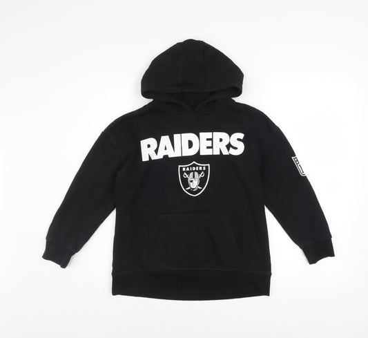 NFL Team Apparel Boys Black Raiders Pullover Fleece Hoodie 9-10 Years