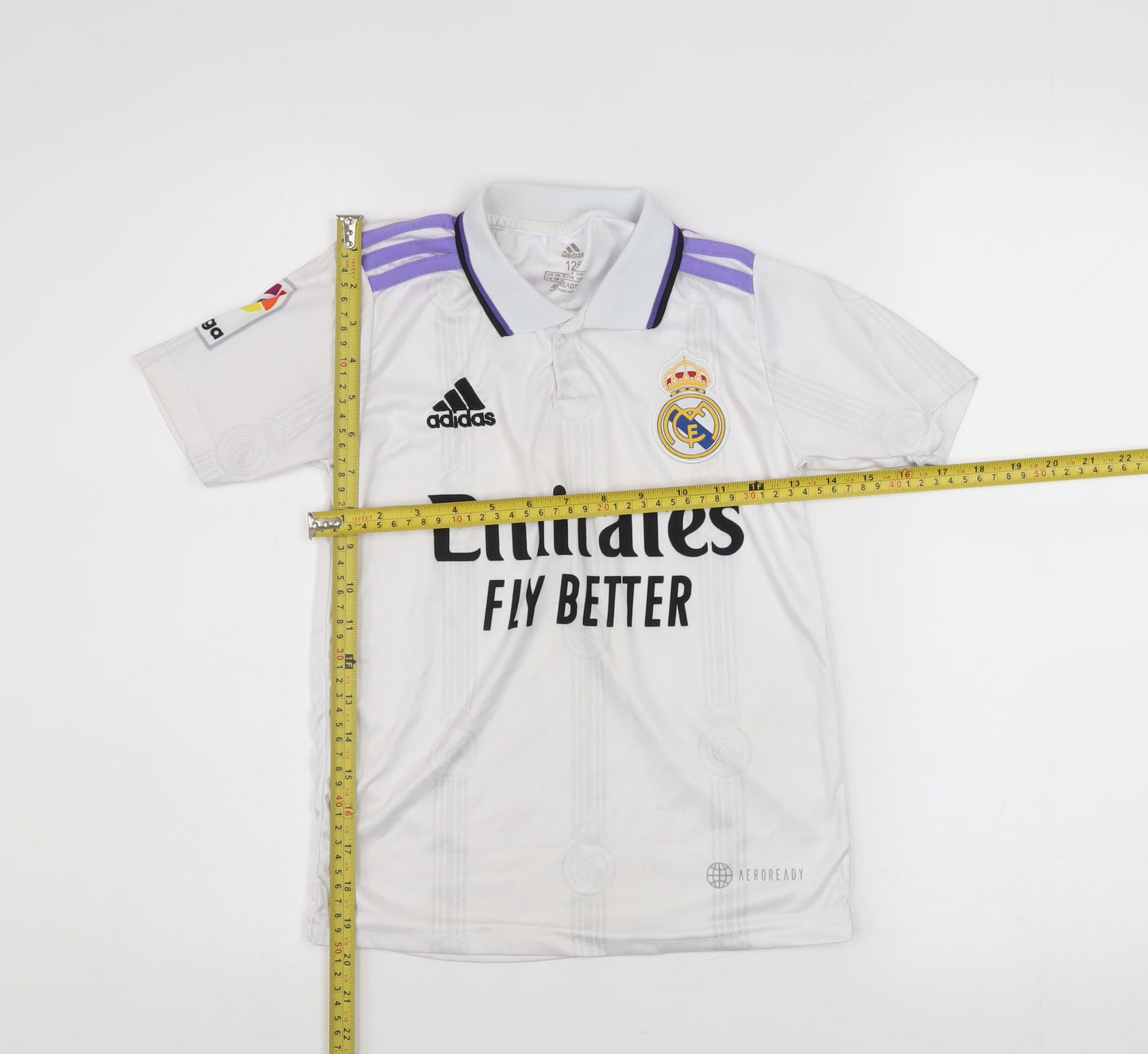 Adidas Boys White Real Madrid Football Polo Jersey 8 Years Athletic Fit