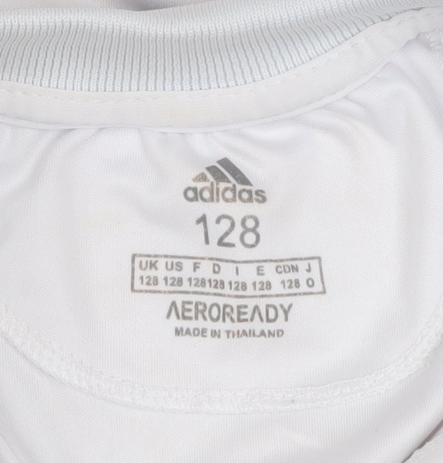 Adidas Boys White Real Madrid Football Polo Jersey 8 Years Athletic Fit