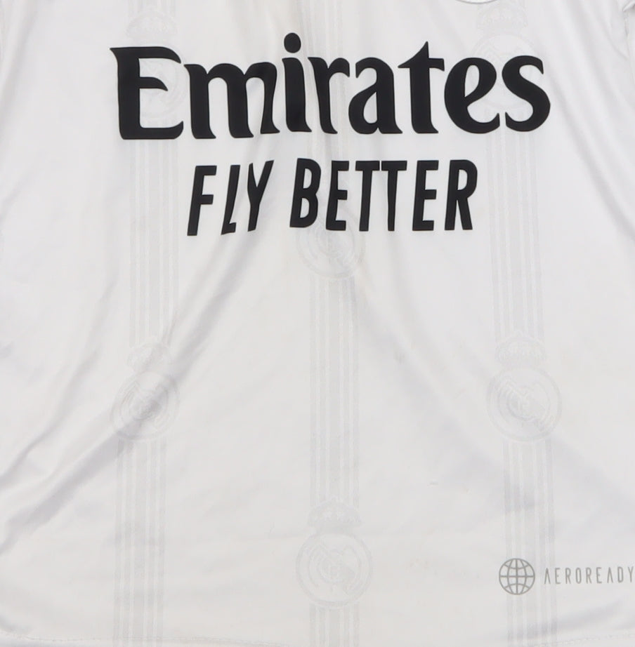 Adidas Boys White Real Madrid Football Polo Jersey 8 Years Athletic Fit