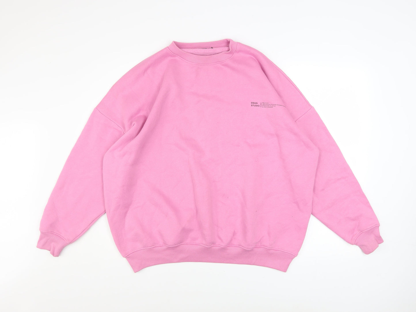 boohoo Men’s Pink Pullover Sweatshirt Size S Crew Neck Cotton Blend