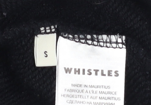 Whistles Women Black Embroidered Floral Cotton Pullover Sweatshirt S