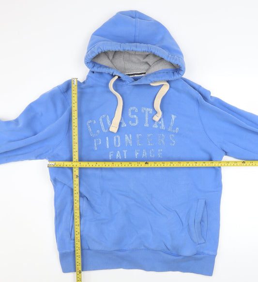 Fat Face Men's Blue Pullover Hoodie M Graphic Cotton Blend