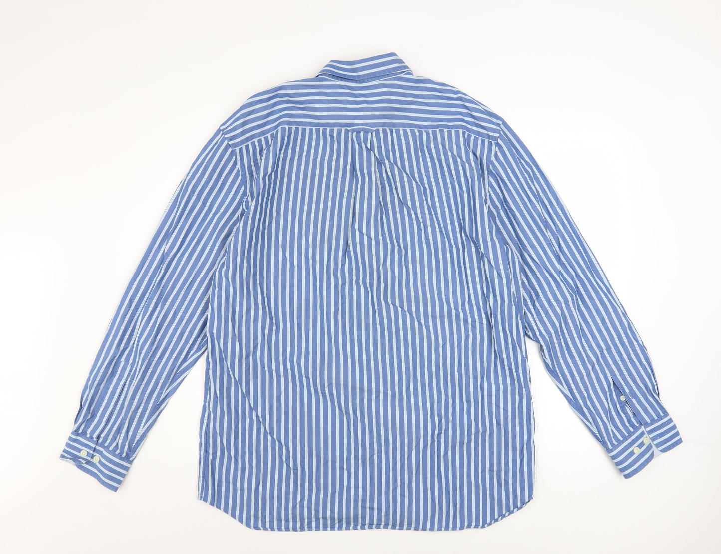 GANT Men's Blue Striped Long Sleeve Button-Up Cotton Shirt Size L