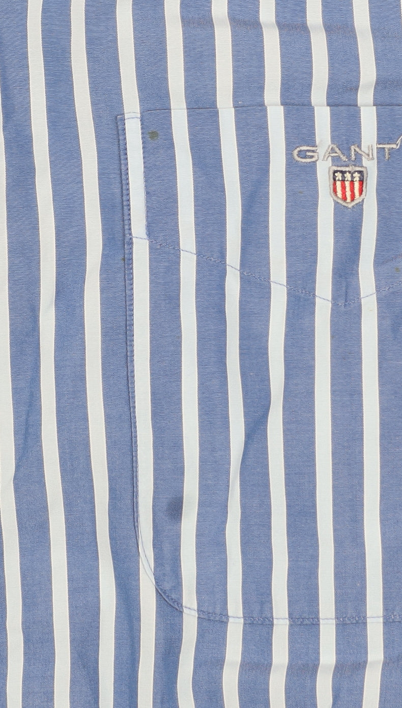 GANT Men's Blue Striped Long Sleeve Button-Up Cotton Shirt Size L