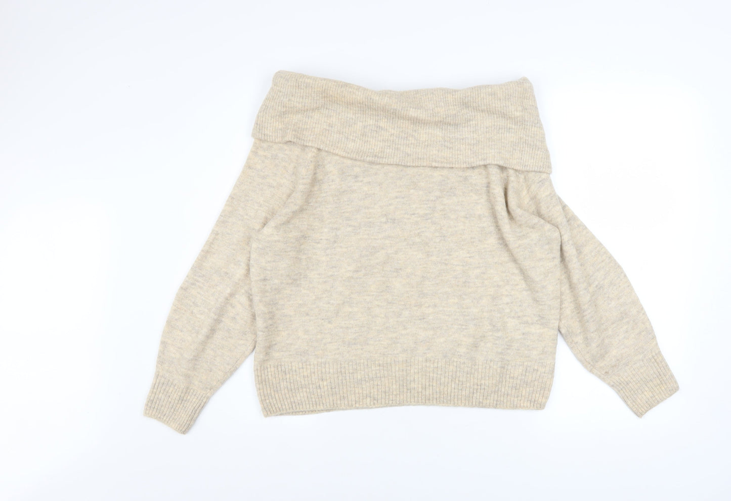H&M Women Beige Cowl Neck Knit Jumper Size S