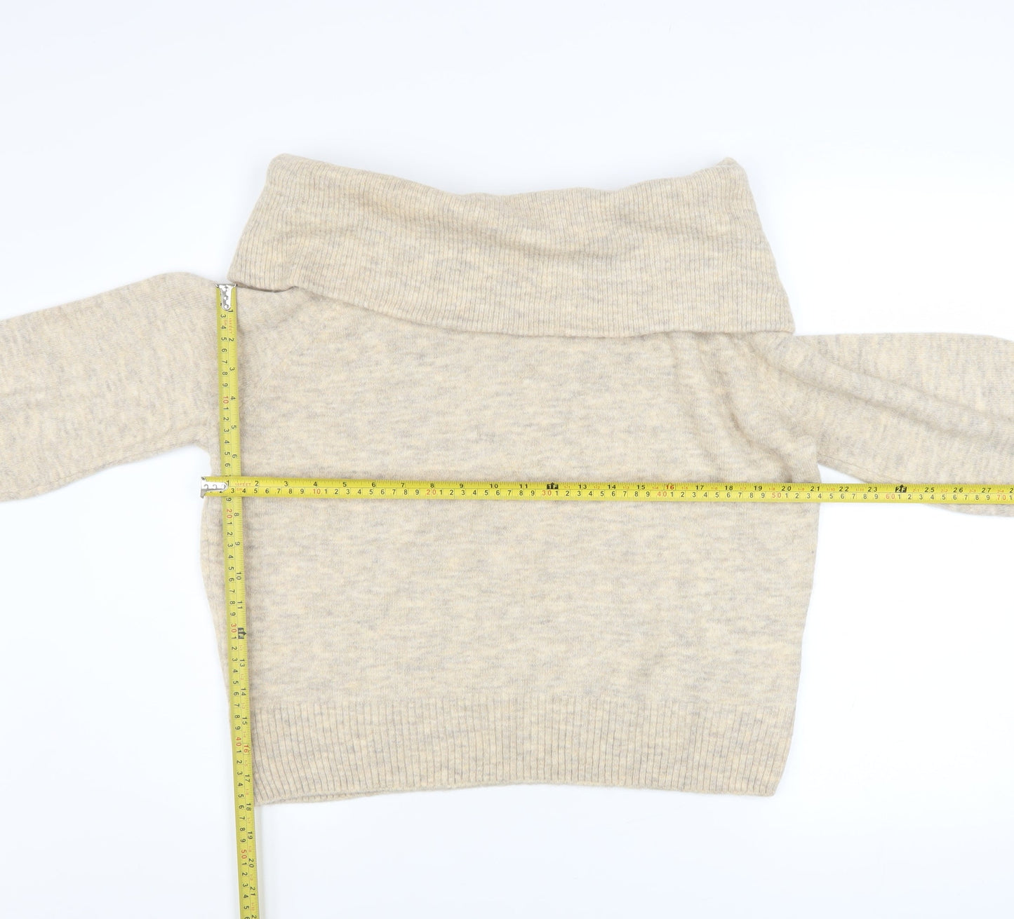 H&M Women Beige Cowl Neck Knit Jumper Size S