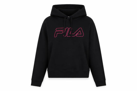 FILA Womens Black Hoodie Size 12 Pullover Hooded Sweatshirt
