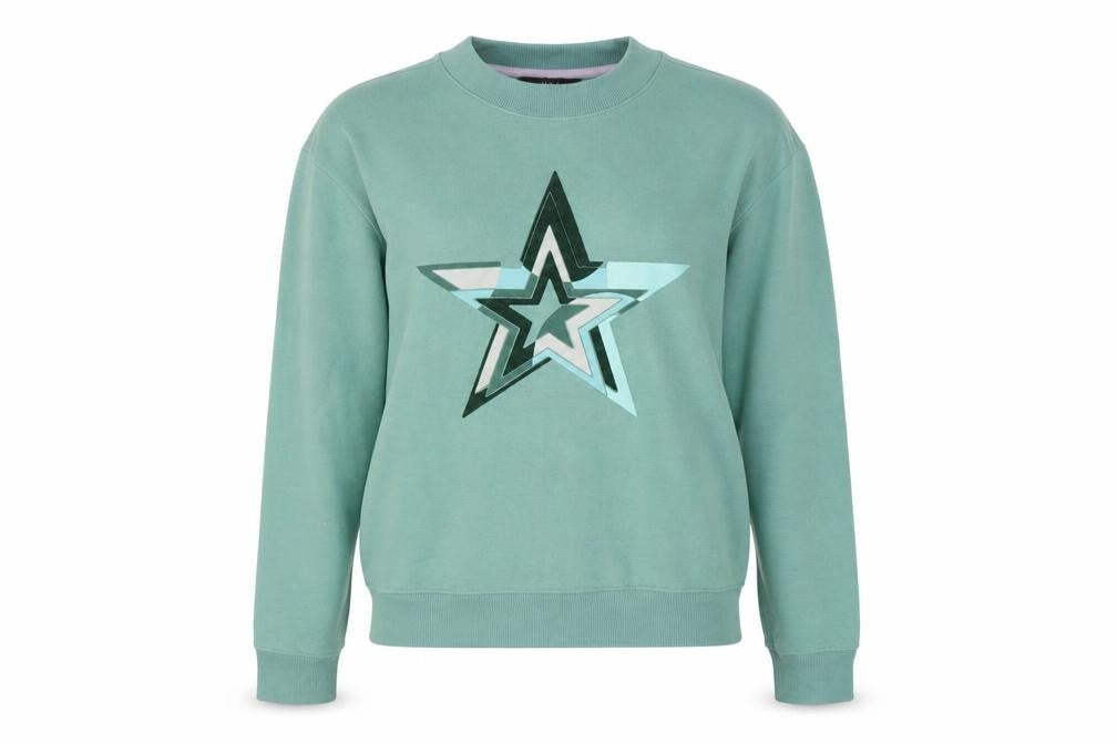 NEXT Women's Green Star Print Sweatshirt Size Small Cotton Blend