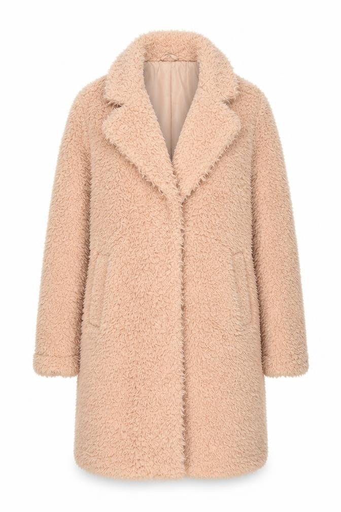 RUT&CIRCLE Women’s Beige Faux Fur Mid-Length Overcoat Size M