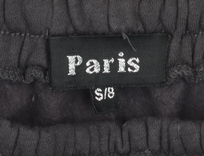 Paris Women Black Cross Applique Sweatpants UK 8 S Elastic Waist