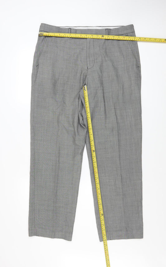 Dunnes Stores Men Grey Wool Blend Dress Pants 36W 31L Regular Fit