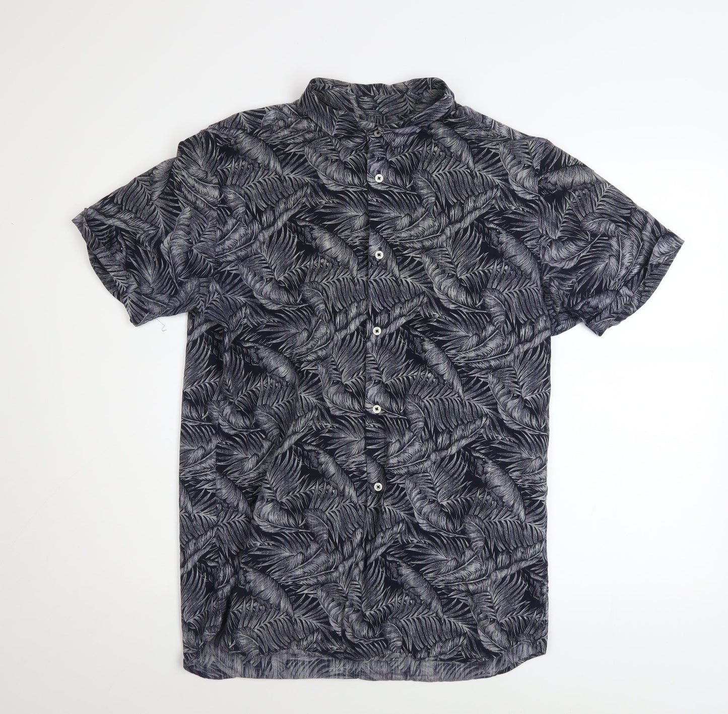 Jack & Jones Men’s Black Tropical Short Sleeve Cotton Shirt L