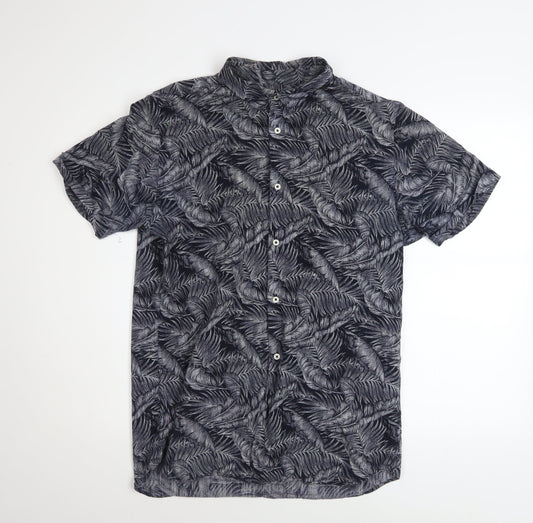 Jack & Jones Men’s Black Tropical Short Sleeve Cotton Shirt L
