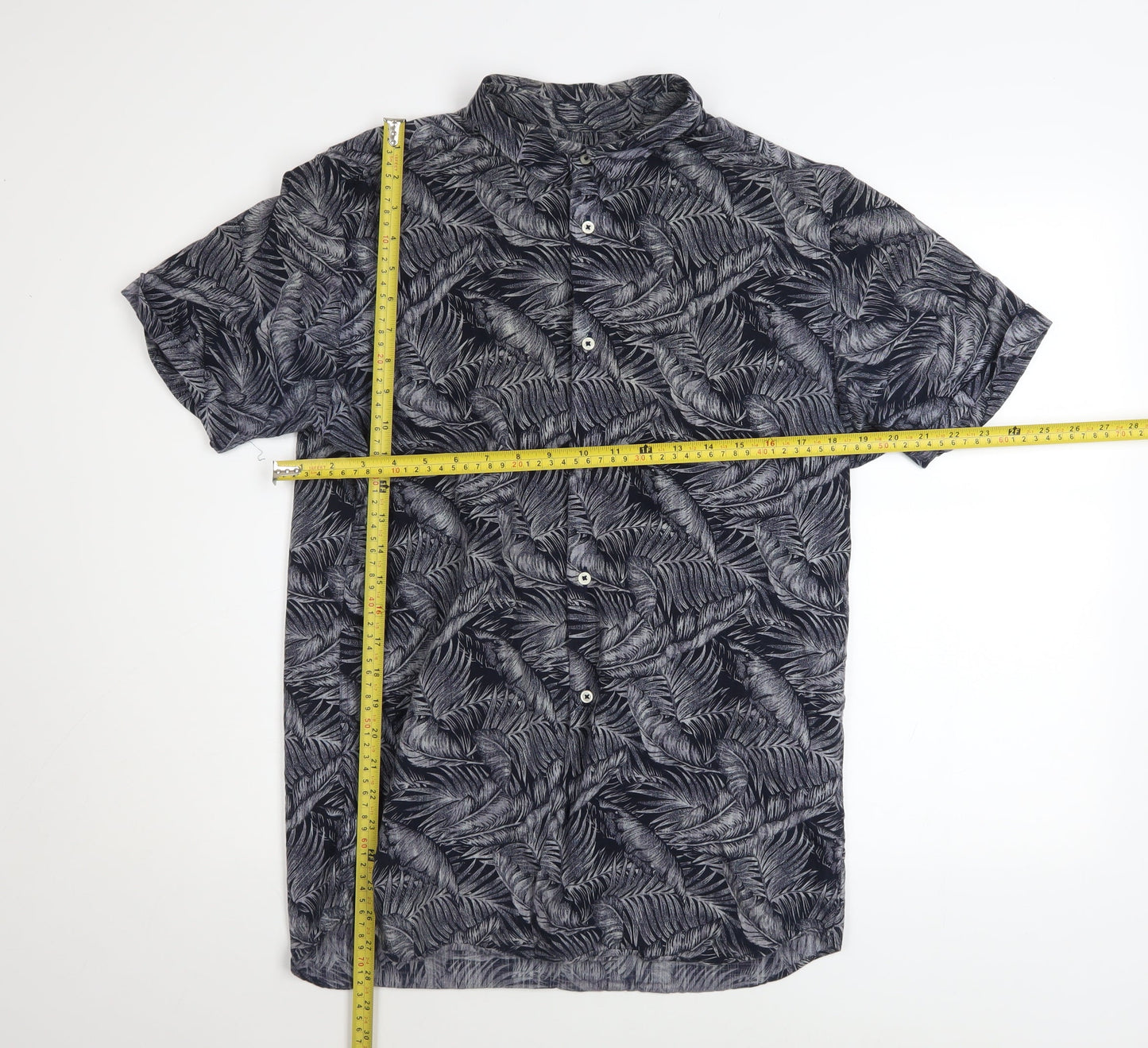 Jack & Jones Men’s Black Tropical Short Sleeve Cotton Shirt L