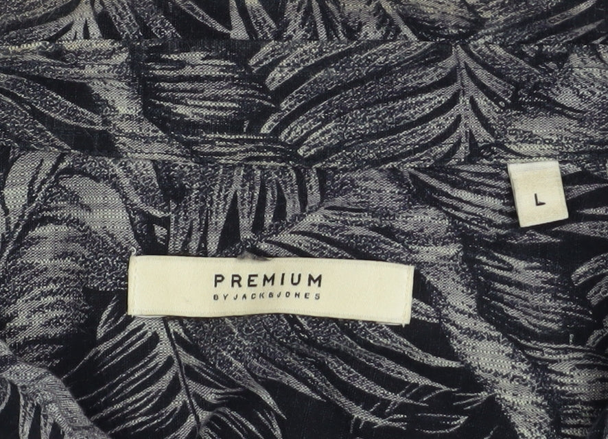 Jack & Jones Men’s Black Tropical Short Sleeve Cotton Shirt L