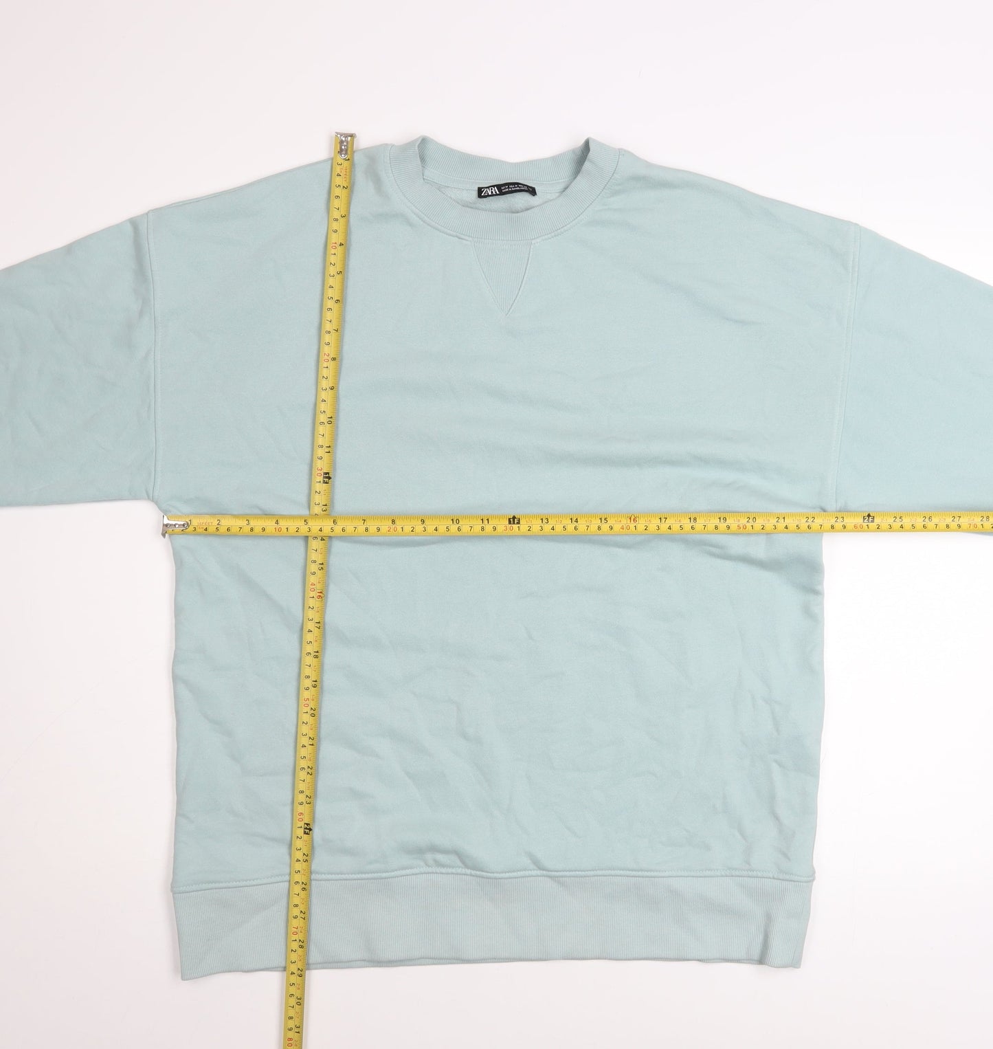 ZARA Men’s Mint Green Cotton Pullover Sweatshirt Size M