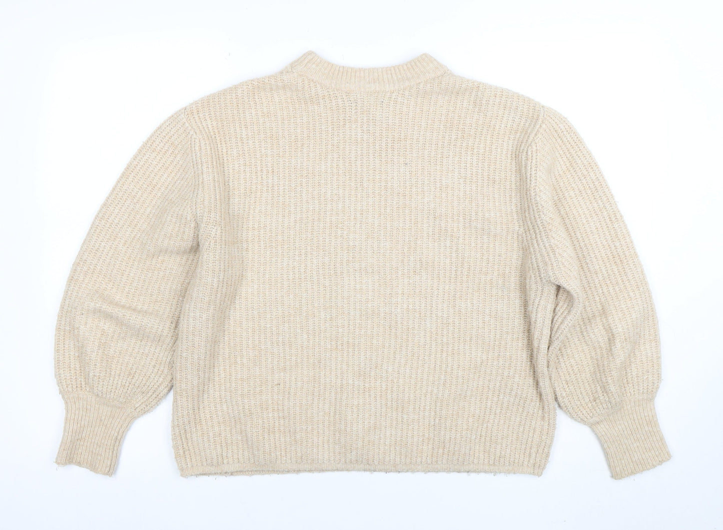 ASOS DESIGN Women Beige Size 8 Mock Neck Chunky Knit Jumper