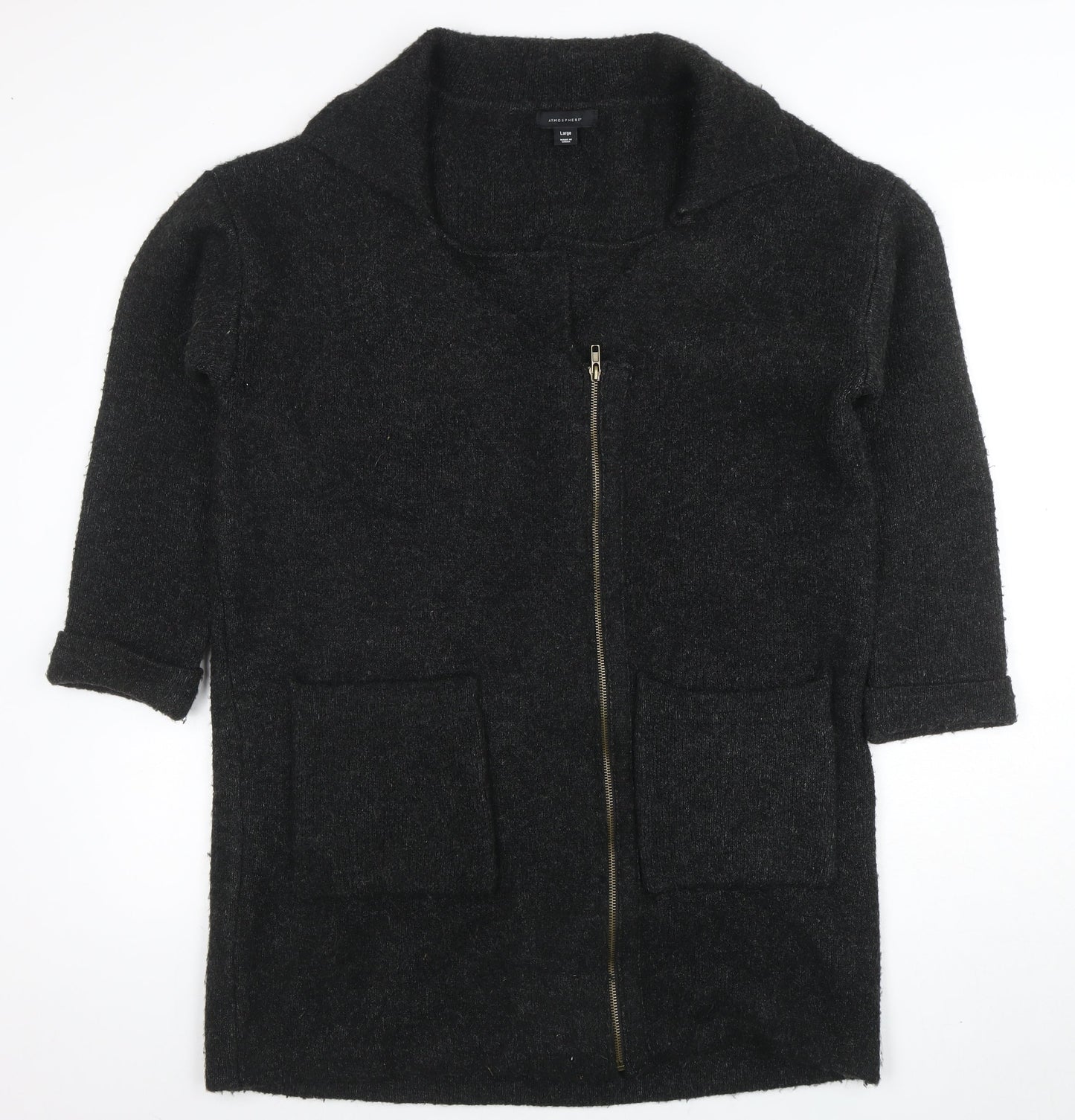 Atmosphere Women's Black Full Zip Chunky Knit Cardigan L