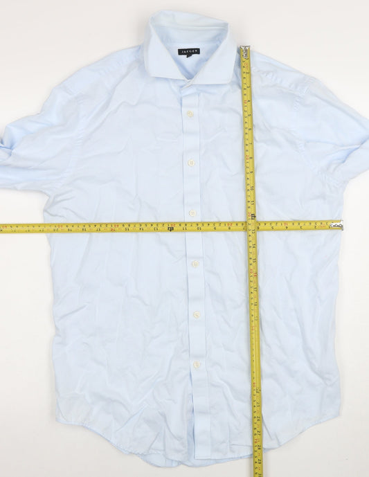 Jaeger Men's Blue 16 Regular Fit Long Sleeve Cotton Button-Up Shirt