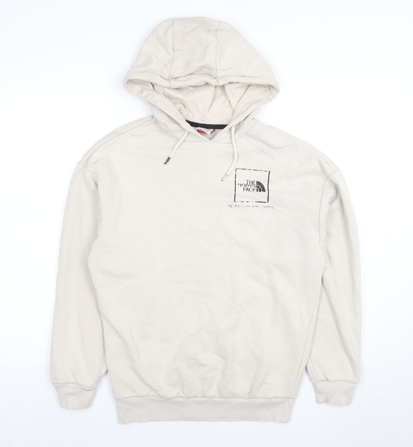 The North Face Womens Beige Pullover Hoodie Small Logo Lined Sweatshirt