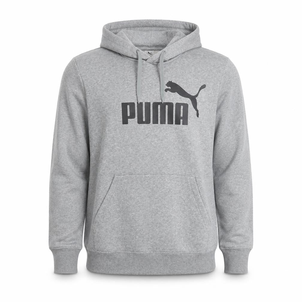 Puma Mens Grey Pullover Hoodie L Sportswear Fleece Logo Jumper