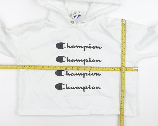 Champion Women's White Hoodie Medium Cotton Pullover