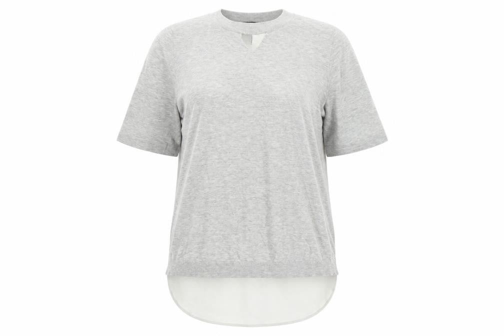 Karen Millen Women’s Grey Viscose Tunic Blouse Size L Short Sleeve